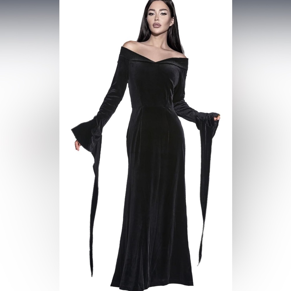 Oumbivil Adult Black Dress  Black Gothic Dress for Dress Up Christmas party
